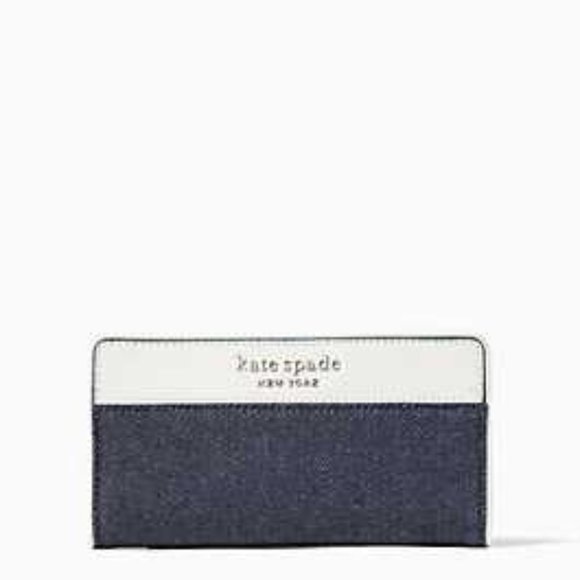 NWT NBU Kate Spade Cameron denim colorblock medium satchel and bifold - Picture 2 of 8